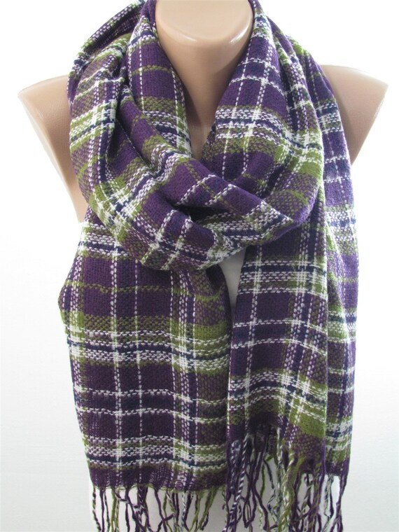 Purple Plaid Scarf Women Winter Scarves For Women Mens Scarf Etsy