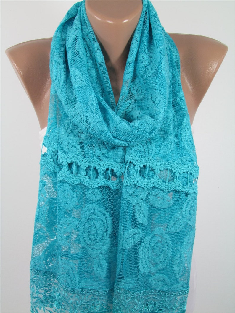 Blue Bridal Scarf Lace Shawl Blue Wedding Scarf Women Lace Etsy