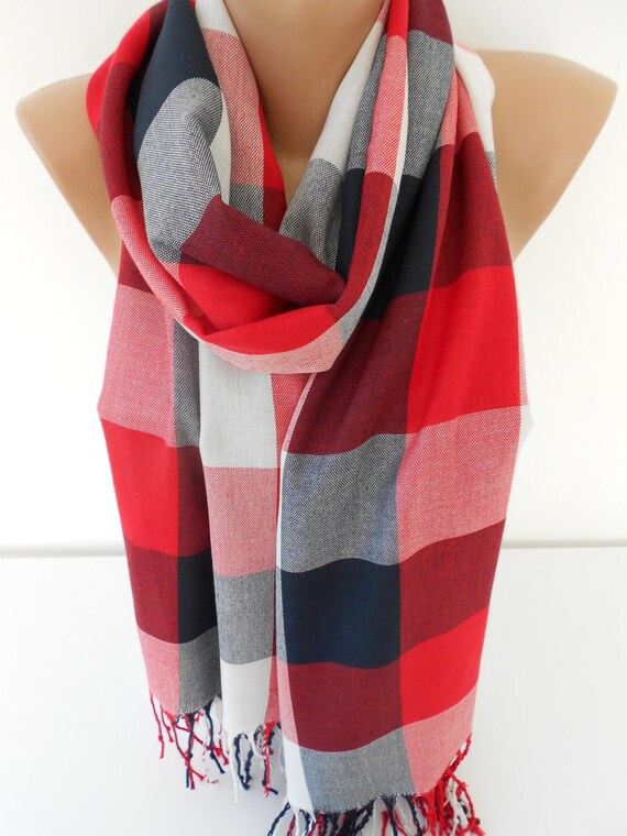 Red plaid scarf womens Clearance