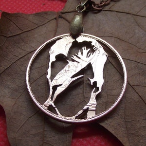 David Bowie Aladdin Sane necklace, hand cut bronze penny, recycled music jewellery. Handmade to order.