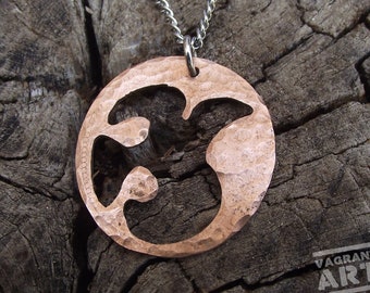 Peace Dove Necklace, hand cut and hammered from an old UK bronze half penny coin