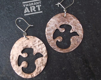 Dove of Peace earrings, statement accessories hand cut and hammered from  recycled bronze coins.
