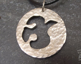 Peace Dove Necklace, hand cut and hammered from an old UK Florin coin