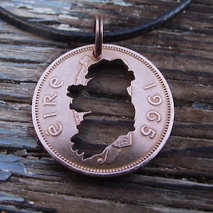 Collar irlandés, tallado a mano a partir de un auténtico medio penique irlandés