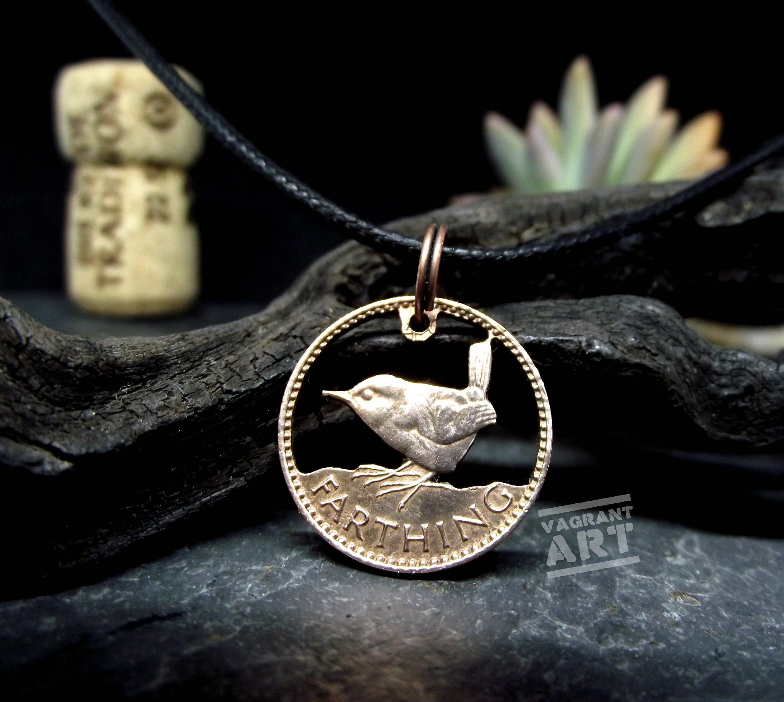 JENNY WREN Bird Necklace Hand Cut From a Coin Recycled