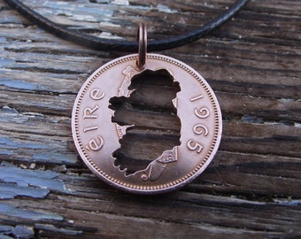 Ireland necklace, hand cut from a genuine Irish Half Penny