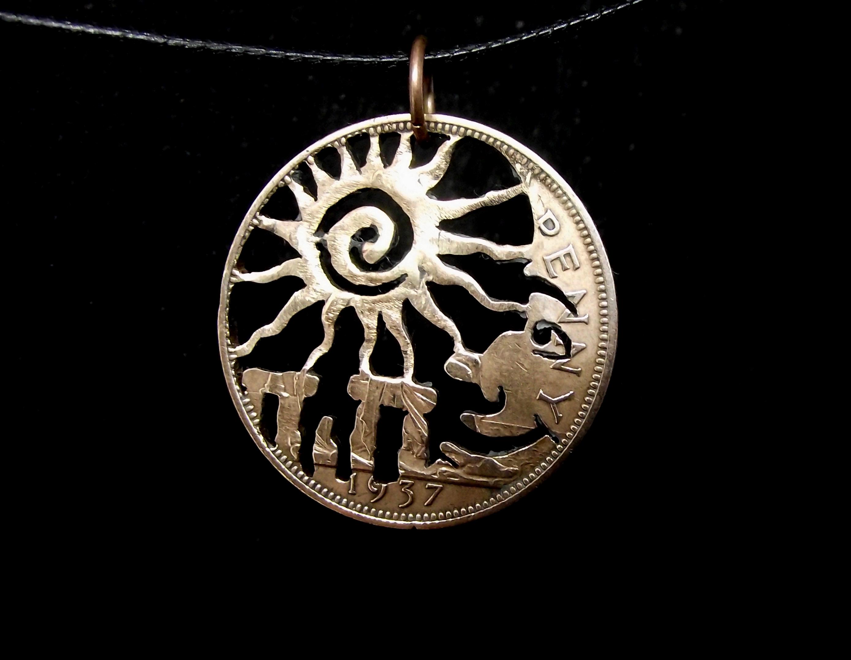 Stonehenge Necklace With Sun and Moon Detail, Meticulously
