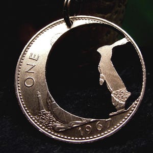 Hand Cut Bronze Hare and Moon Penny Necklace: Personalized Year