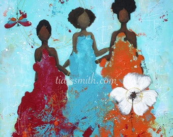 Sistahs II,  Giclee Print, African American Art, Black Art