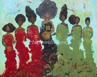 Kwanzaa, 7 principios.  Grabado Giclee, Arte afroamericano, Arte negro