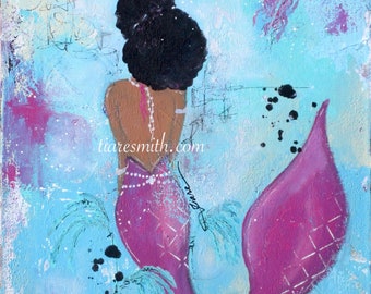 Mermaid, Giclee Print, African American Art, Black Art, Latina Art