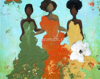 Sistahs I, Giclee Print, African American Art, Black Ar