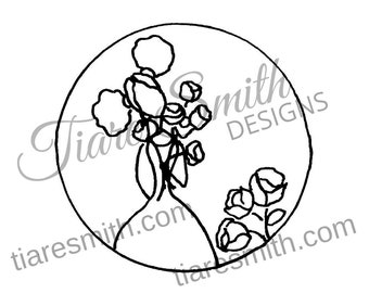 Tia Spread Happiness Circle Digital Stamp, Printable Stamp, Black Angels, cardmaking, scrapbooking