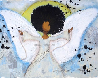 Sin límites, impresión Giclee, arte afroamericano, arte negro, arte latino, ángeles negros