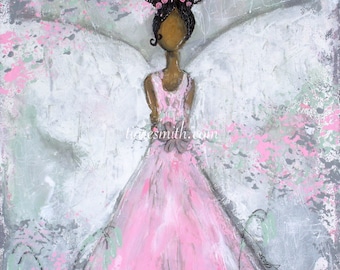 Whispered Hope, Giclee Print, African American Art, Black Art, Latina Art, Black Angel