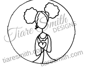 Tia Spread Love Circle Digital Stamp, Printable Stamp, Black Angels, cardmaking, scrapbooking