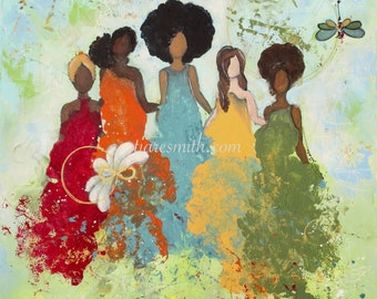 Togetherness,  Giclee Print, African American Art, Black Art, Sisterhood, Stronger Together