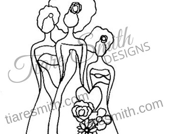 Sisters Stamp Digital Stamp, Printable Stamp, Black Angels, cardmaking, scrapbooking