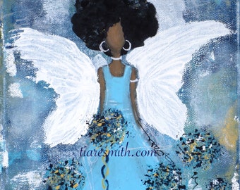 Lift Me Up Angel,  Giclee Print, Black Art, African American Art, Black Angel,