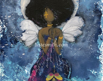My Art Angel, Giclee Print, African American Art, Black Art, Latina Art, Black Angels