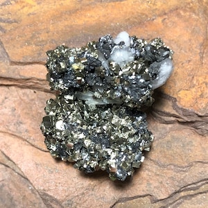 Calcite with Quartz, Pyrite, and Sphalerite from the Borieva Mine in Madan, Bulgaria, Natural Minerals