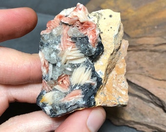 重晶石、青鉛鉱、方鉛鉱の結晶標本、モロッコのアトラス山脈 - Etsy 日本