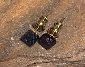 Pink Spinel Stud Earrings, Gold Plated Surgical Steel Studs, Metaphysical Boho Jewelry