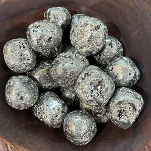 Pyrite, Tumbled Druzy Pyrite from Peru, Iron Pyrite, Fools Gold, Tumbled Stones