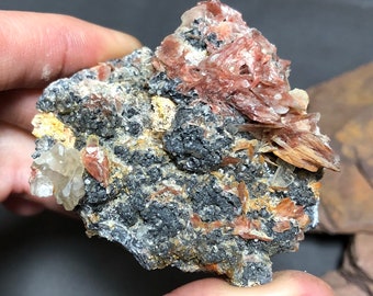 Galena with Barite and Cerrusite from the Mibladen District in Morocco, Natural Minerals