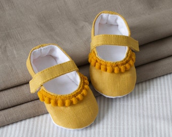 mustard baby girl shoes