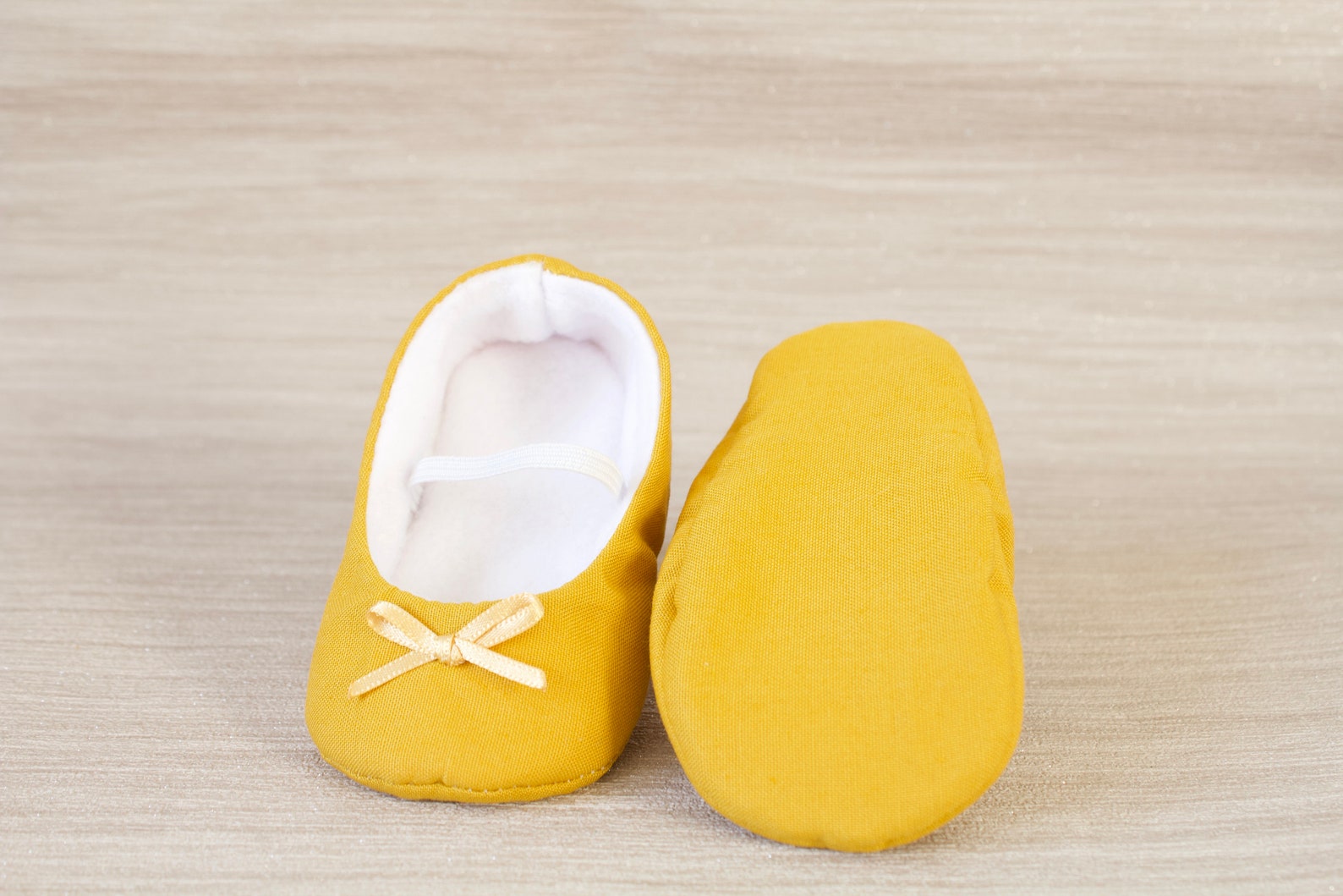 baby girl shoe, baby shoe ballet flat, mustard baby girl shoe, girls shoe, baby ballet flat with mustard satin bow
