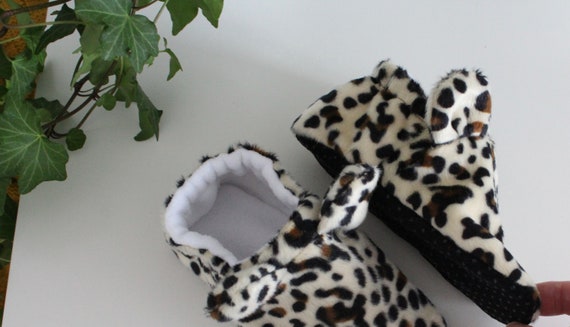 Girls animal print slippers sales