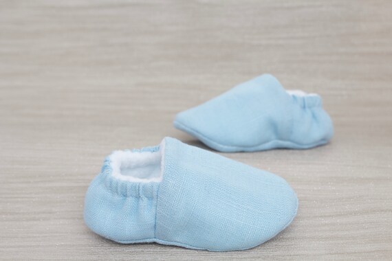 pale blue baby shoes