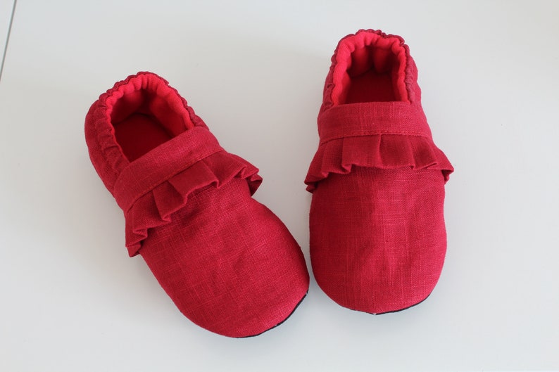 Toddler Slippers girls Slippers house Shoes dark Red Linen Etsy UK
