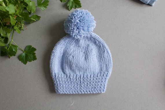 baby blue bobble hat