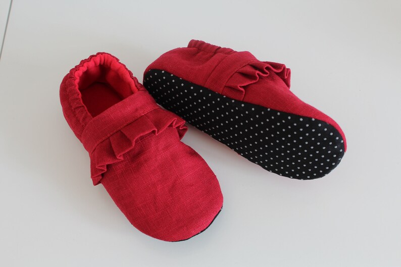 Toddler Slippers girls Slippers house Shoes dark Red Linen Etsy UK