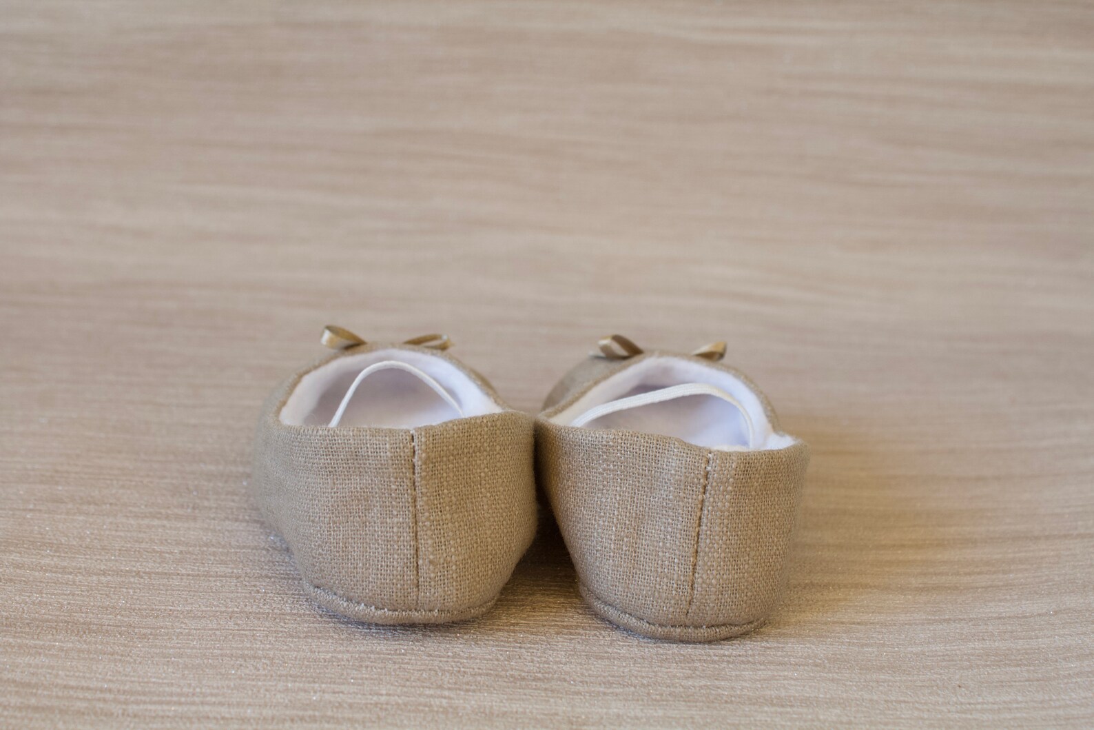 baby girl shoe, baby shoe ballet flat, taupe baby girl shoe, girls taupe linen shoe, baby ballet flat.