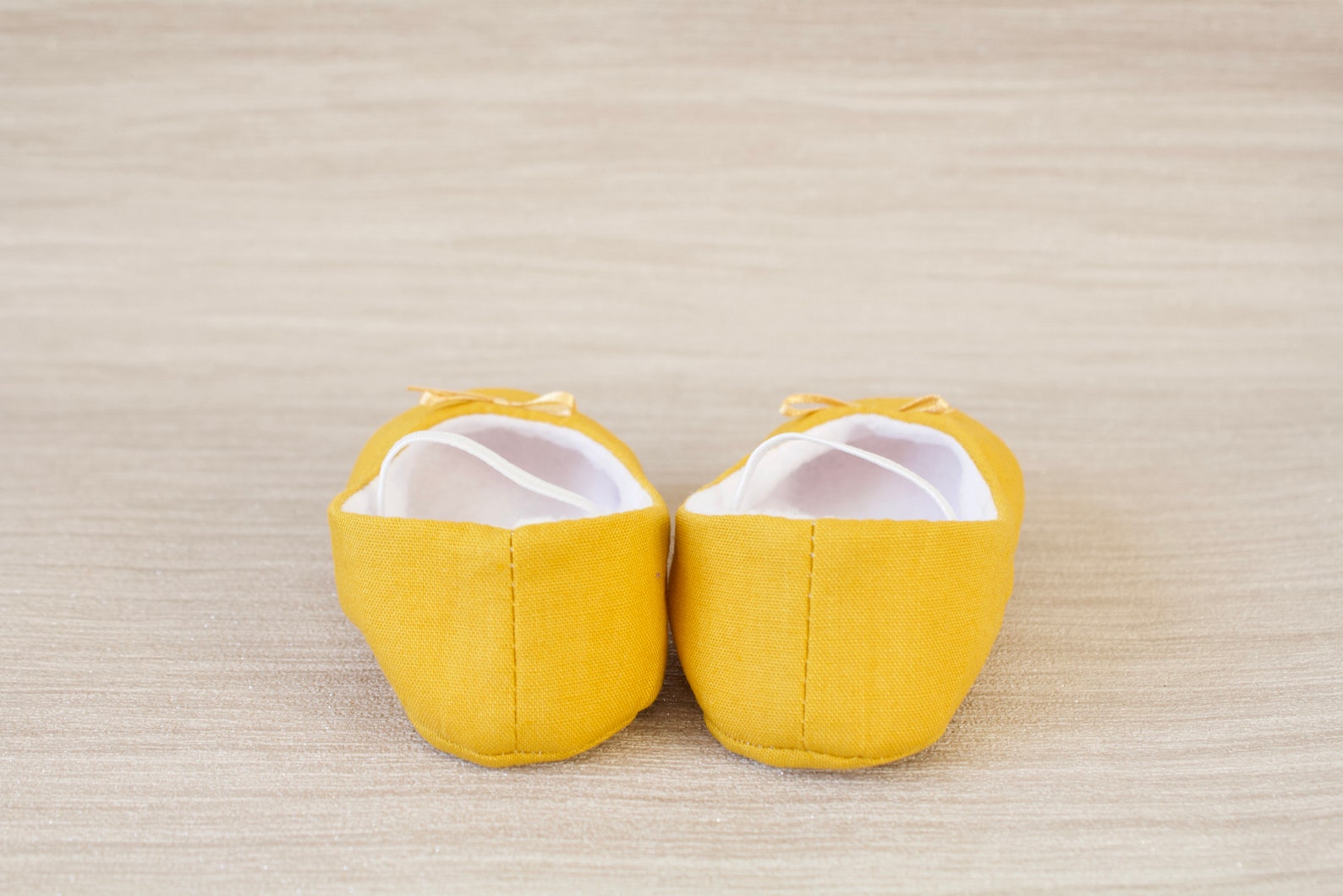 baby girl shoe, baby shoe ballet flat, mustard baby girl shoe, girls shoe, baby ballet flat with mustard satin bow