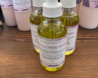 Bath and Body Oil || Handmade Skin Care ||Bath, Body, and Massage Oil|| Artisan Bath & Body|| Grape Seed Oil