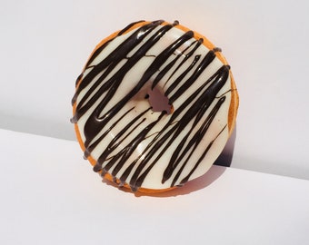 White with Chocolate Drizzle, Donut, Refrigerator Food Magnet, Fake Food, Magnet, Woo & Locke, Woo Co., Vanilla Frosting