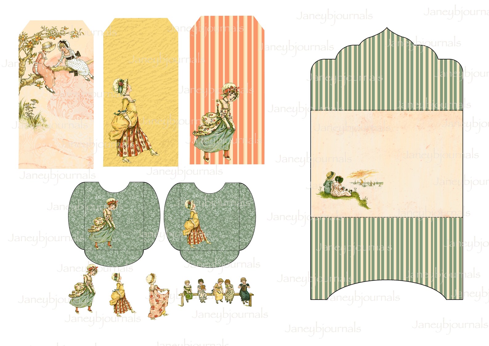 Junk Journal Printable Kit Kate Greenaway Vintage Digital - Etsy UK