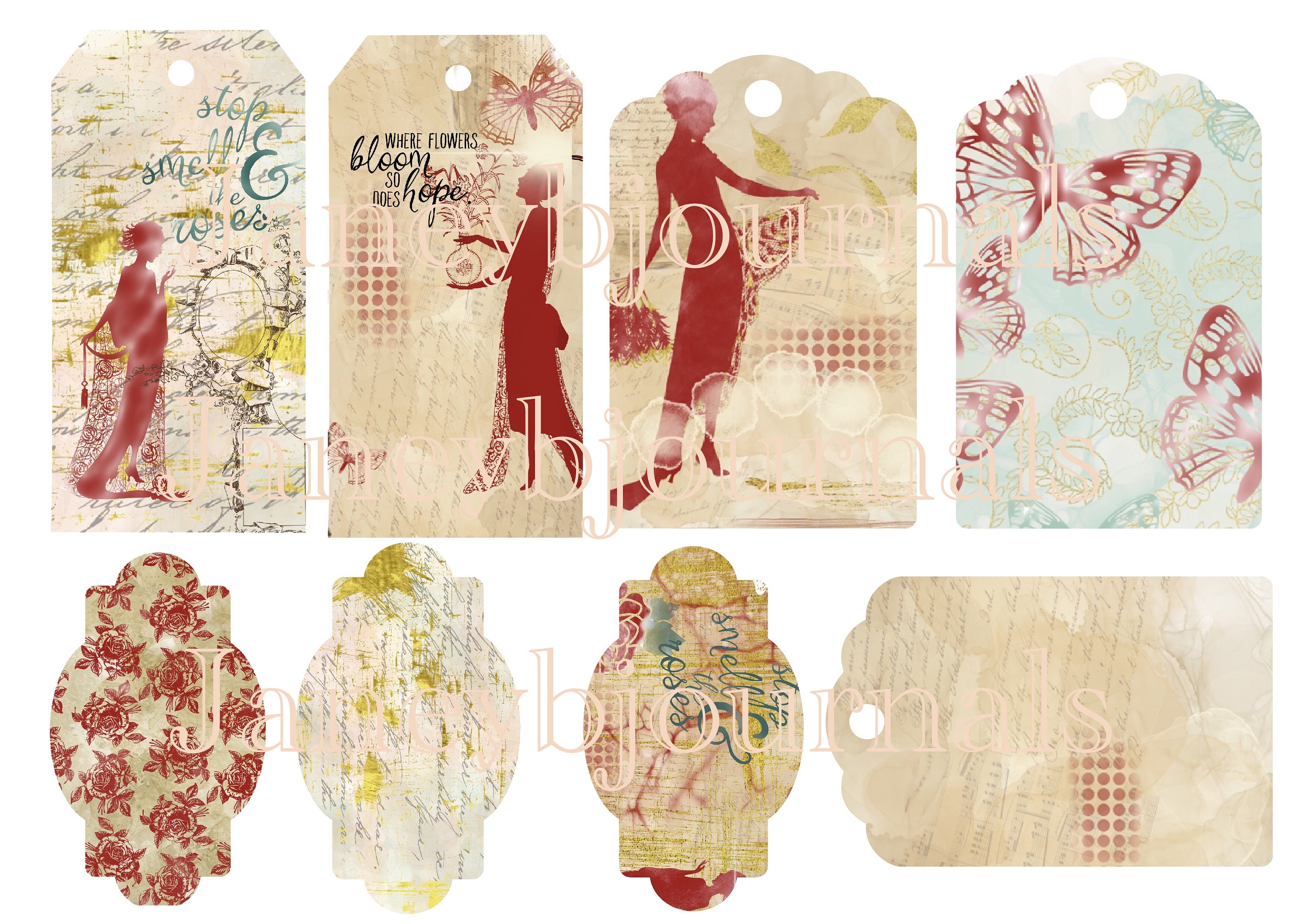 Junk Journal Printable Kit Stop and Smell the Roses 17 PAGES . - Etsy UK