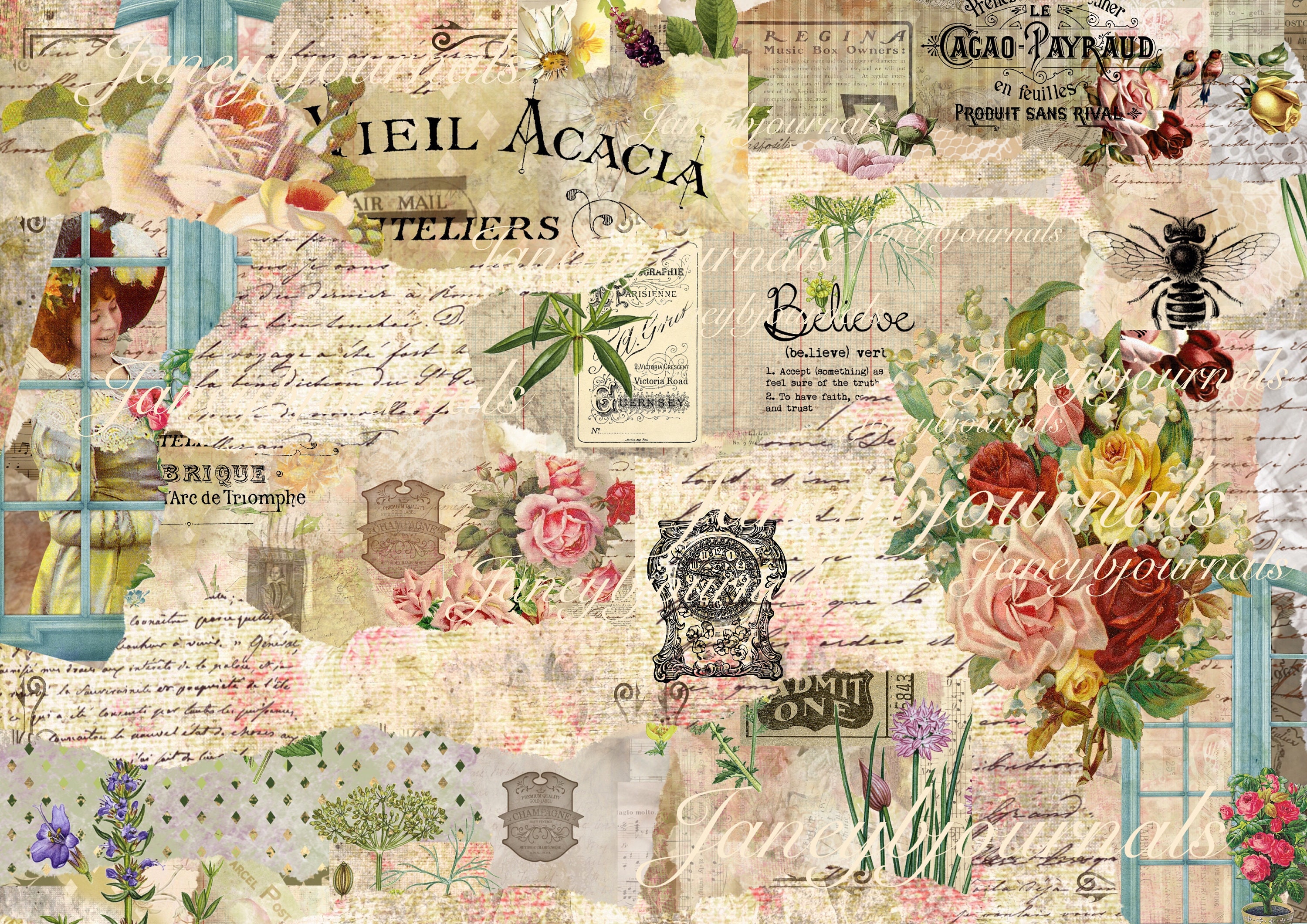 Windows a Printable Junk Journal Kit 20 Pages Papers and - Etsy