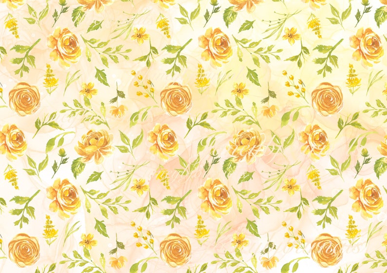 Pretty yellow florals Junk journal printable kit takes journal cards envelopes folios for small projects