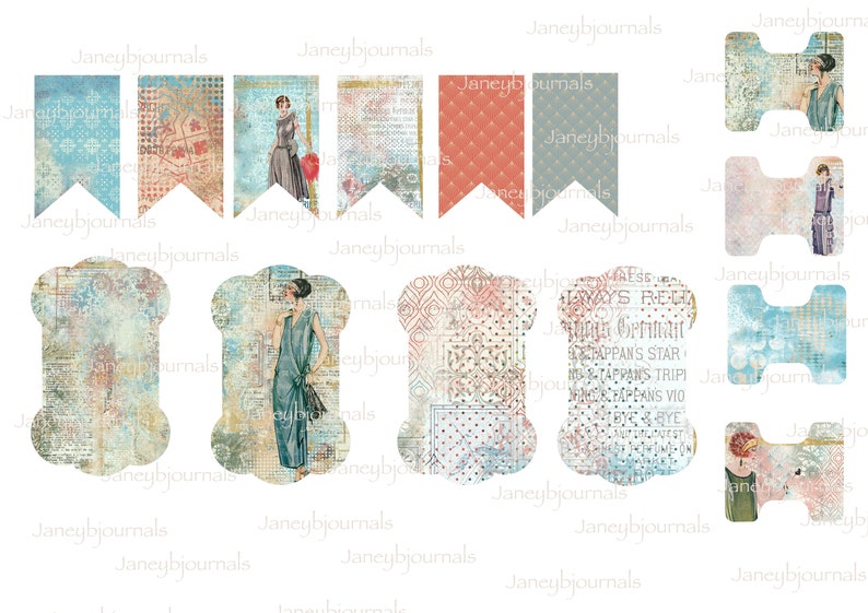 Junk journal printable kit 20 PAGES 1920s Art Deco, embellishments,ephemera, digital, scrapbooking, cardmaking image 8