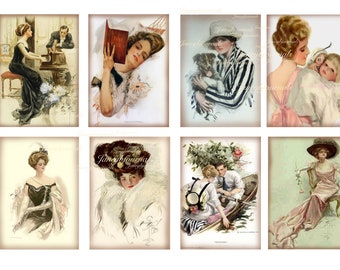Harrison Fisher journal cards, stunning, junk journal printable, beautiful ladies, digital download