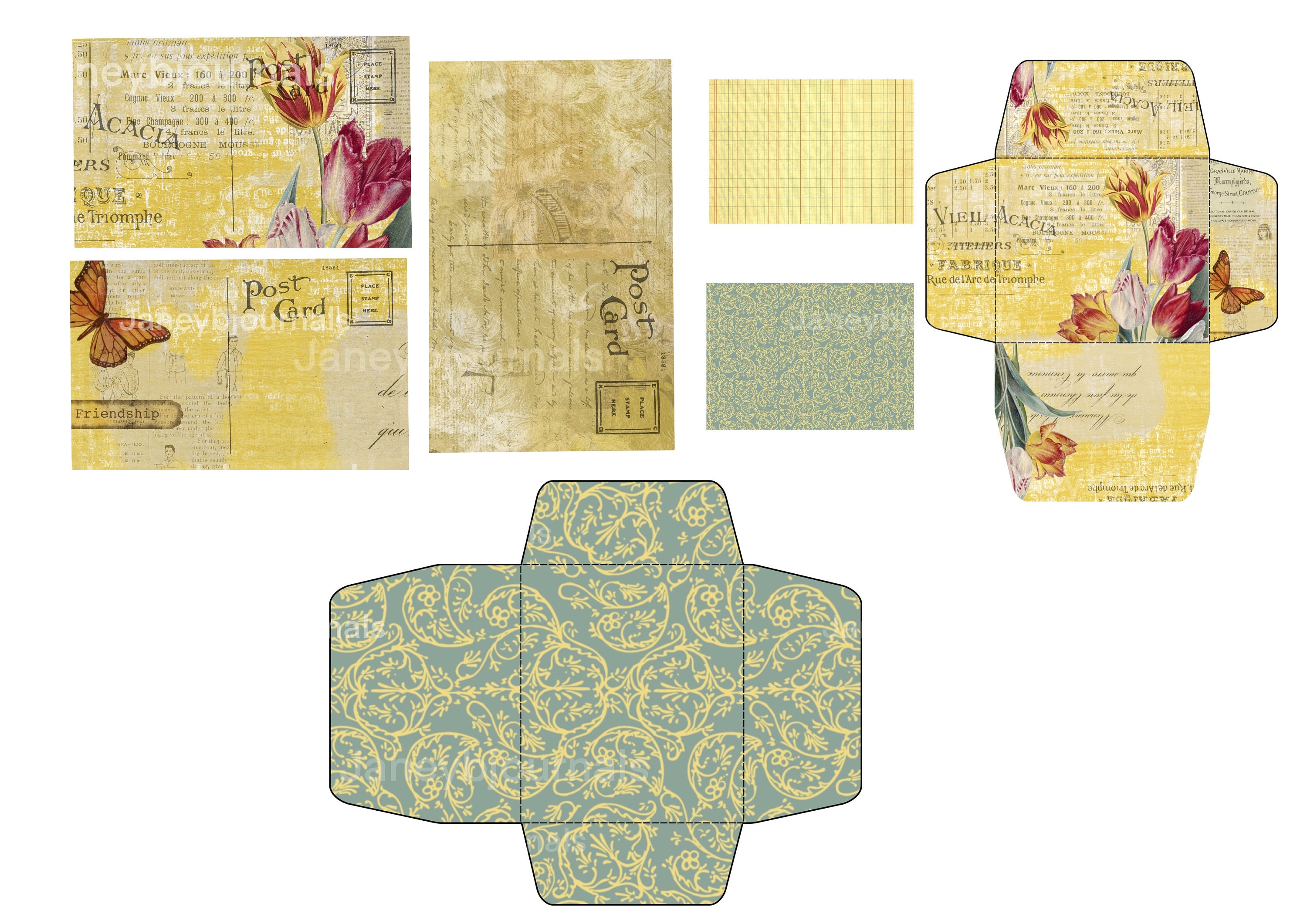 Junk Journal Kit Printable 17 PAGES Tulips Paper an - Etsy UK