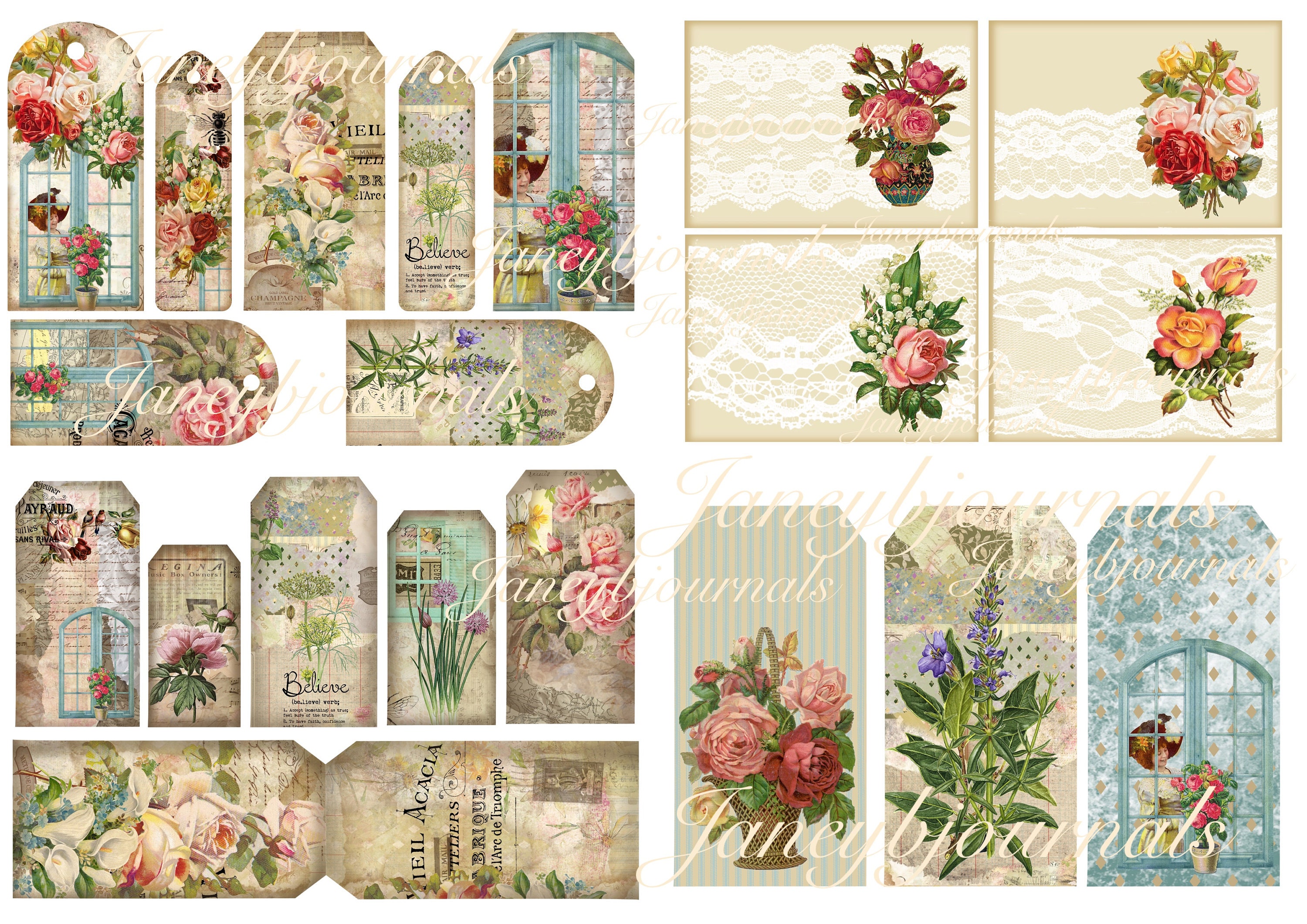 Windows a Printable Junk Journal Kit 20 Pages Papers and - Etsy