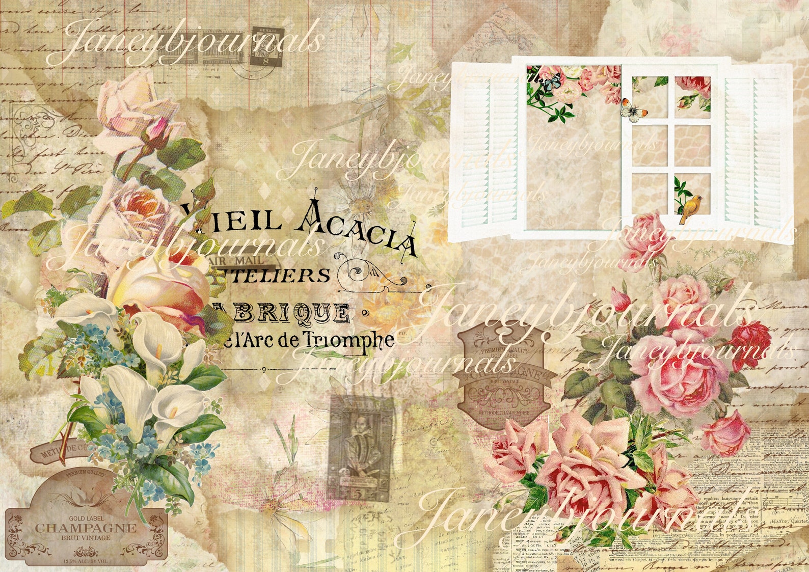 Windows a Printable Junk Journal Kit 20 Pages Papers and - Etsy