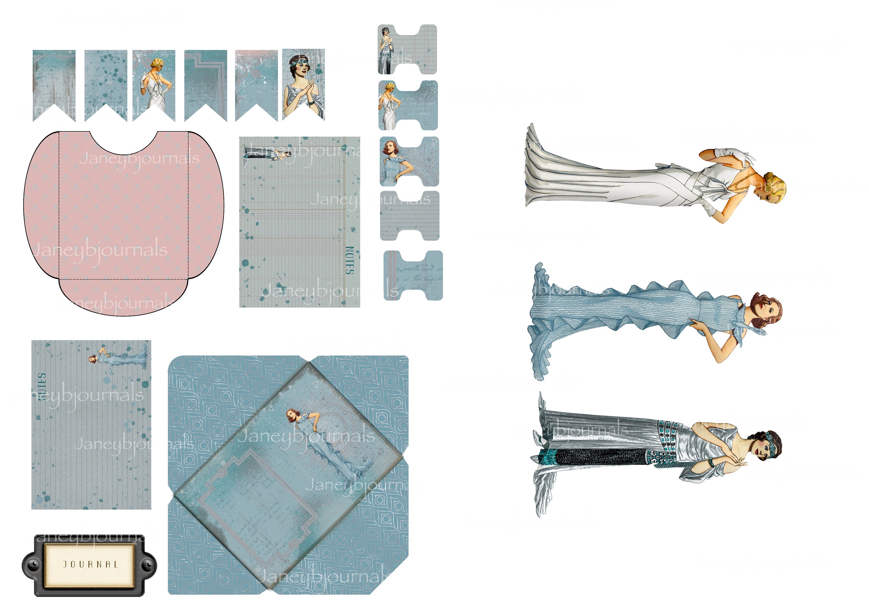 Junk Journal Printable Kit Elegant Evening Papers Ephemera | Etsy UK